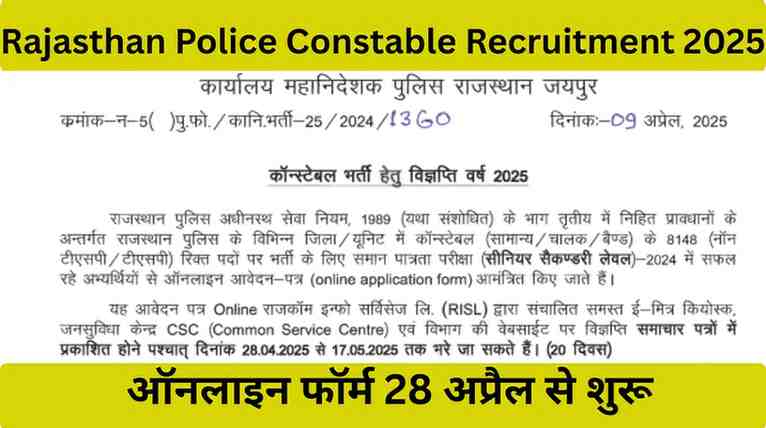Rajasthan Police Constable Recruitment 2025